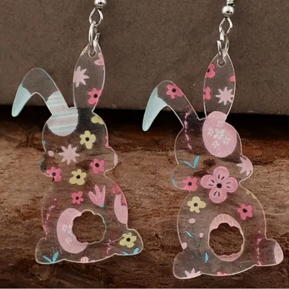 Playful Pink and Blue Bunny Earrings
